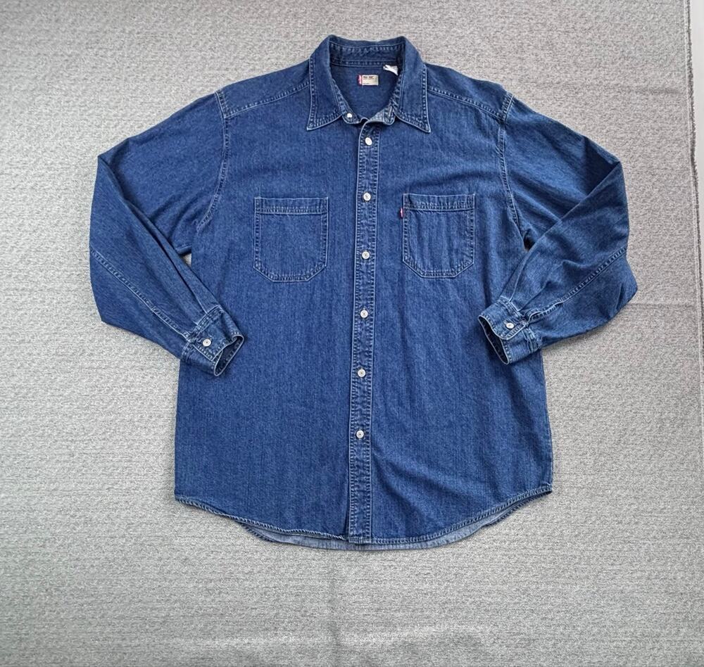 Vintage Levi's Red Tab Blue Denim Large Long Sleeve Boxy Fall 2001 Y2K Grunge